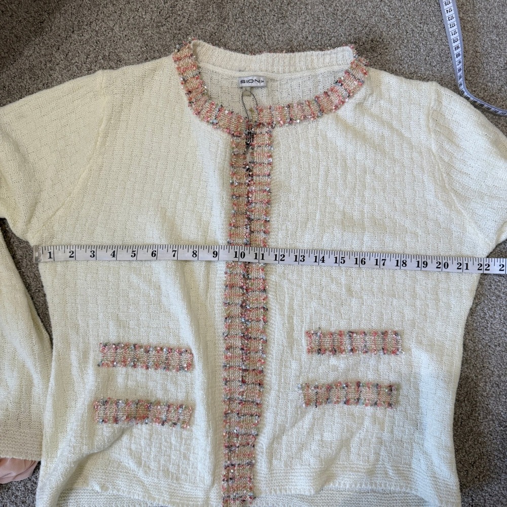NWT Sioni Tweed Cardigan Pink Large Coquette Ballet Preppy Chic Romantic Girly - Picture 11 of 12